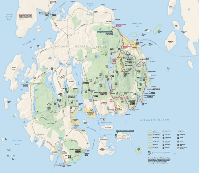 Acadia National Park Mount Desert Island Map