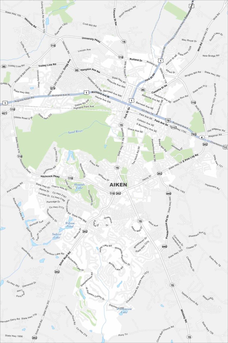 Aiken Map South Carolina