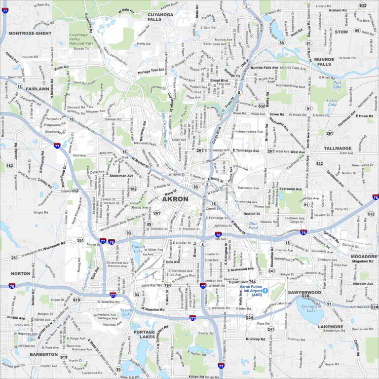 Akron Map Ohio