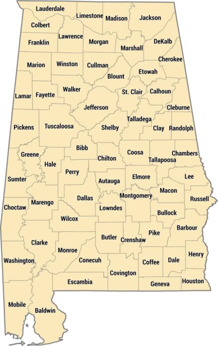 Alabama County Map