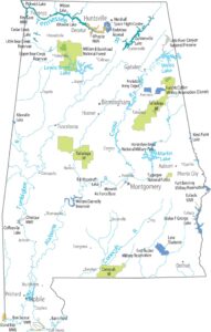 Alabama National Parks and Forests Map