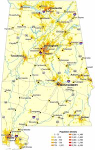 Alabama Population Density Map