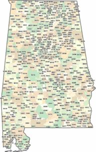 Alabama Zip Code Map