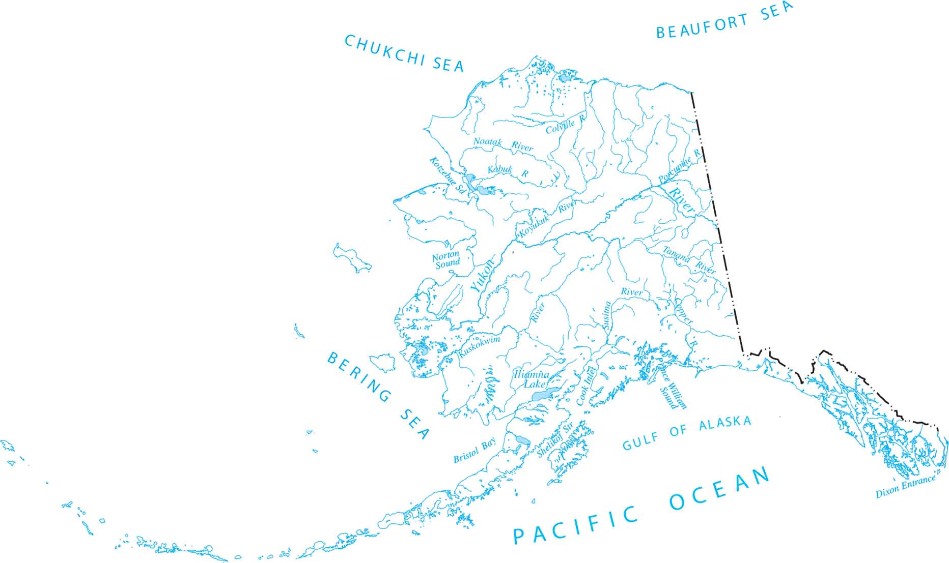 Alaska Lakes and Rivers Map