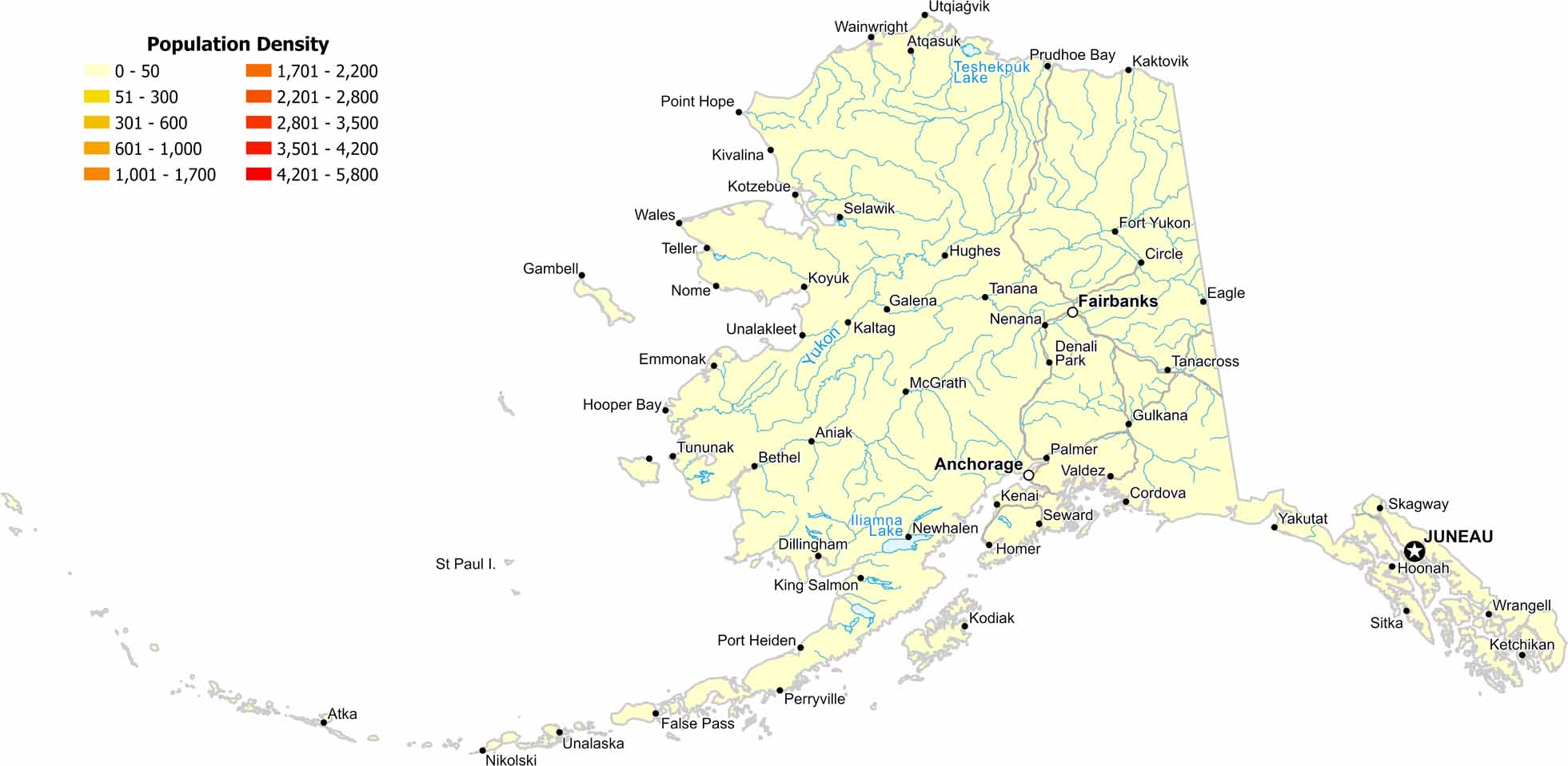 Alaska Population Density Map