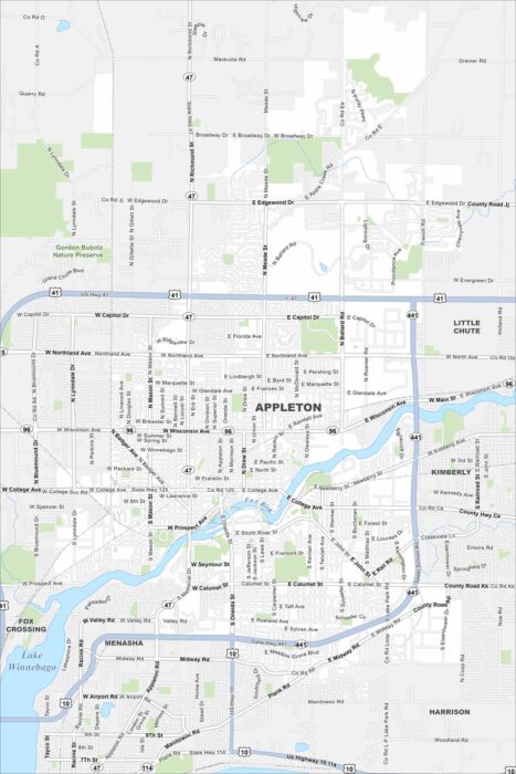Appleton Map Wisconsin