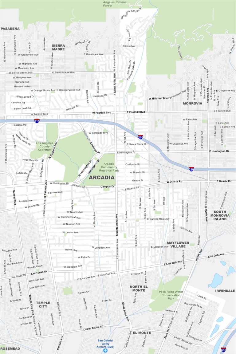 91007 Map Map of Arcadia, California - US Maps