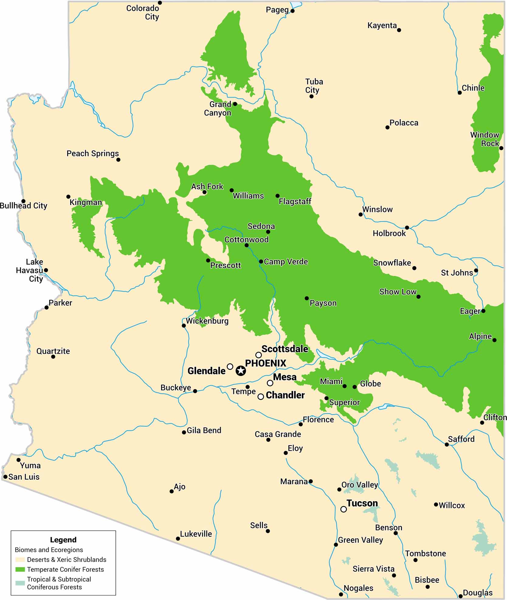 Arizona Biomes Map