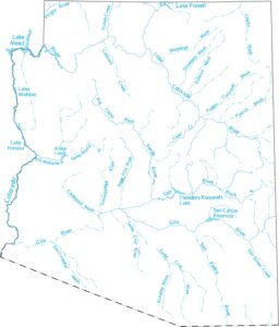 Arizona Lakes and Rivers Map