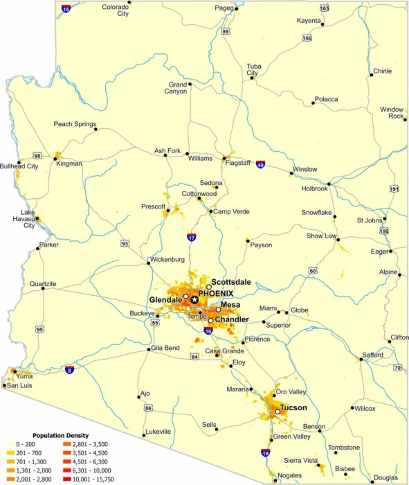 Arizona Population Density Map