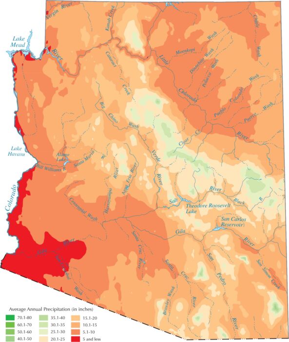 Arizona Precipitation Map