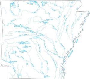 Arkansas Lakes and Rivers Map