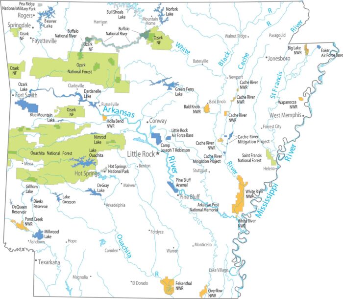 Arkansas National Parks and Forests Map