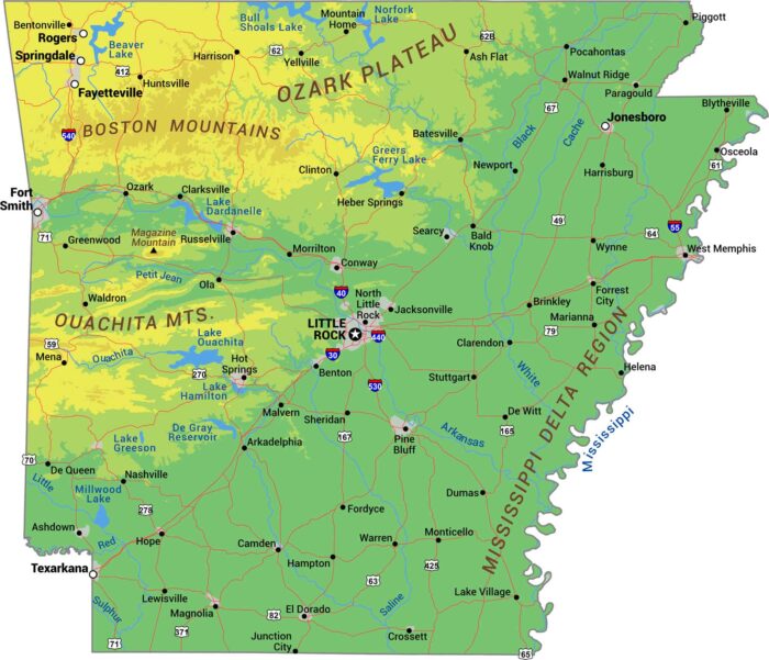 Arkansas Physical Map