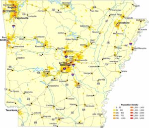 Arkansas Population Density Map