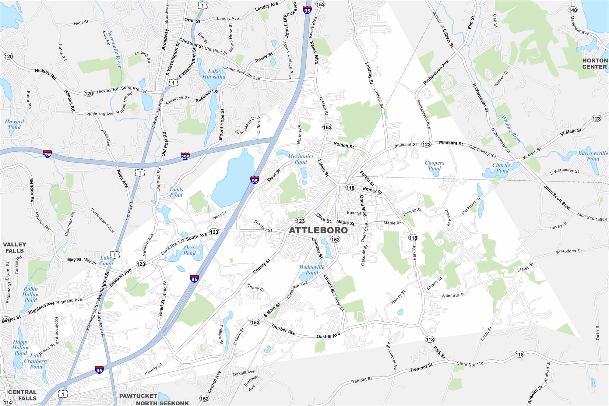 Attleboro Map Massachusetts