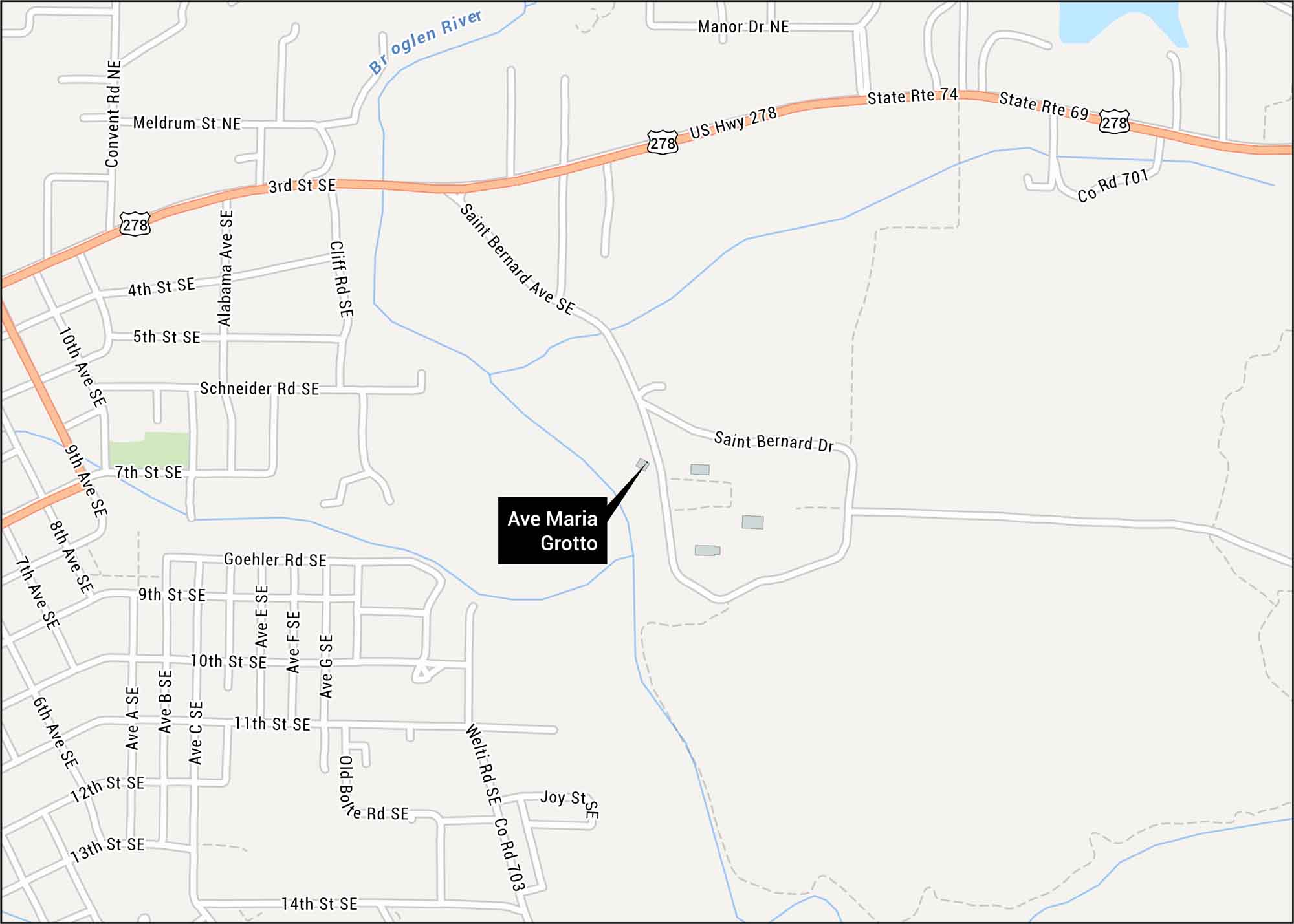 Ave Maria Grotto Map