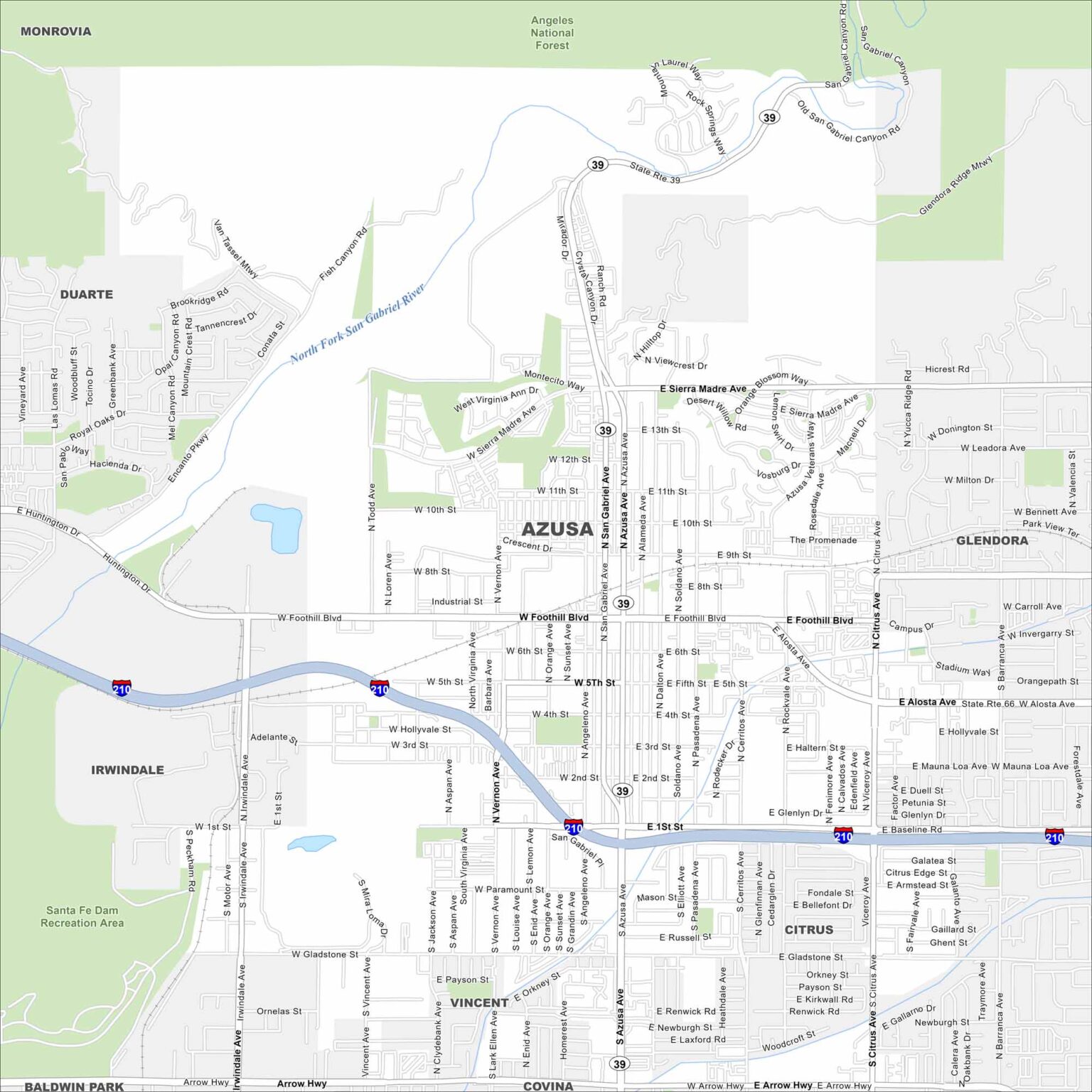 Map of Azusa, California - US Maps