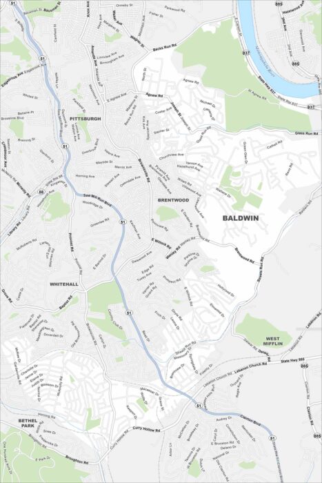 Baldwin Borough Map Pennsylvania