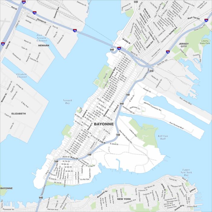 Bayonne Map New Jersey