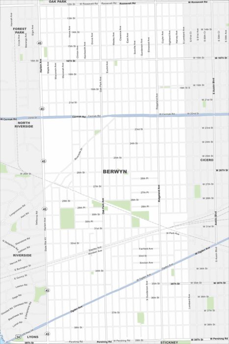 Berwyn Map Illinois