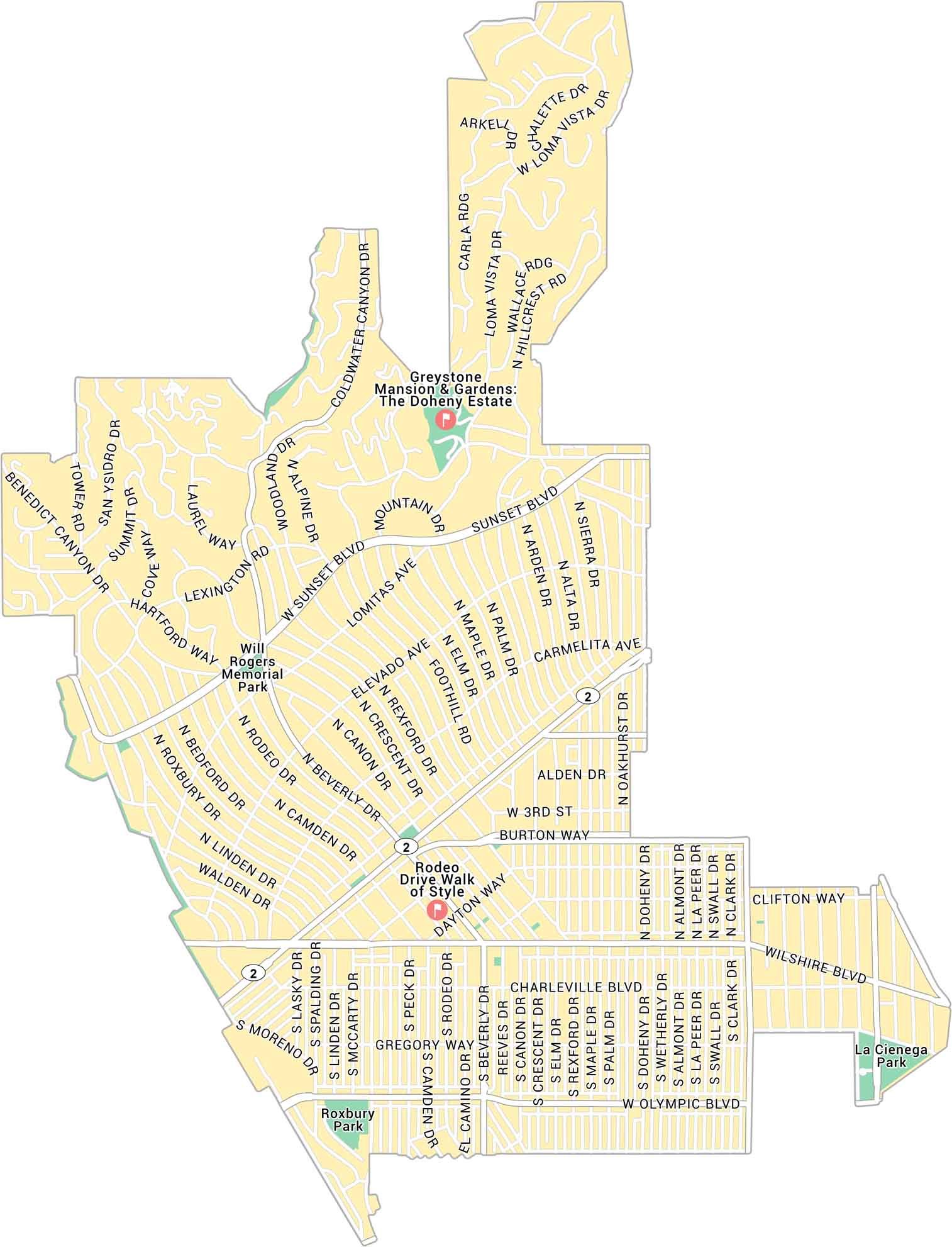 Beverly Hills Map Los Angeles