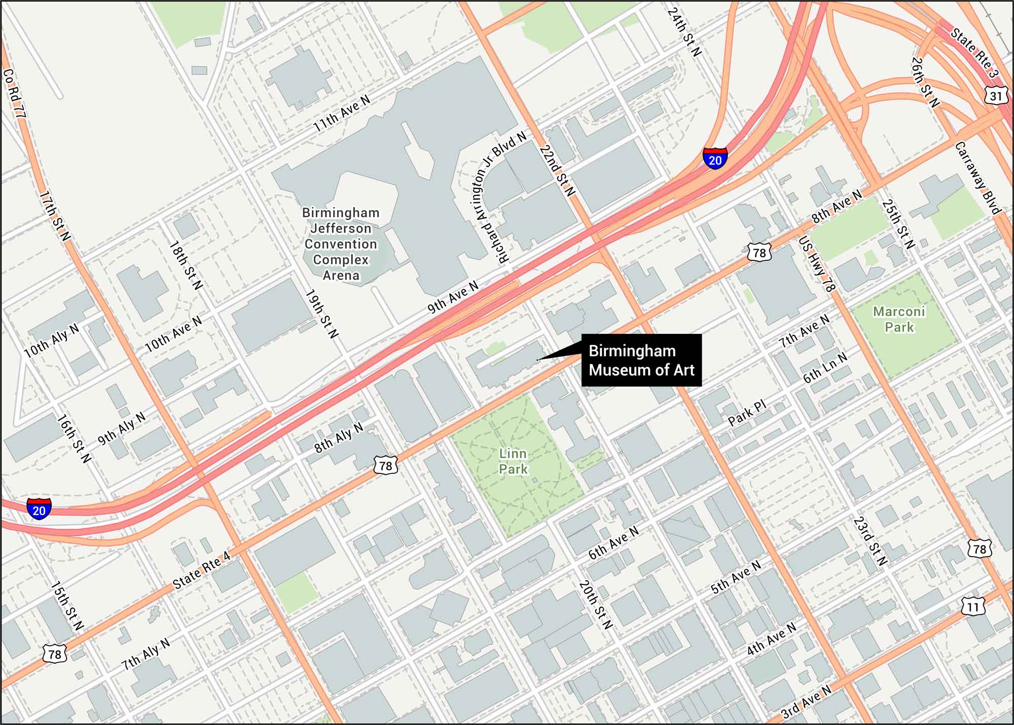 Birmingham Museum of Art Map
