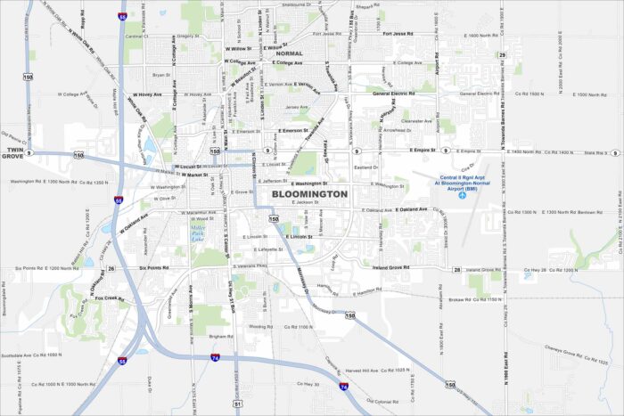 Bloomington Map Illinois