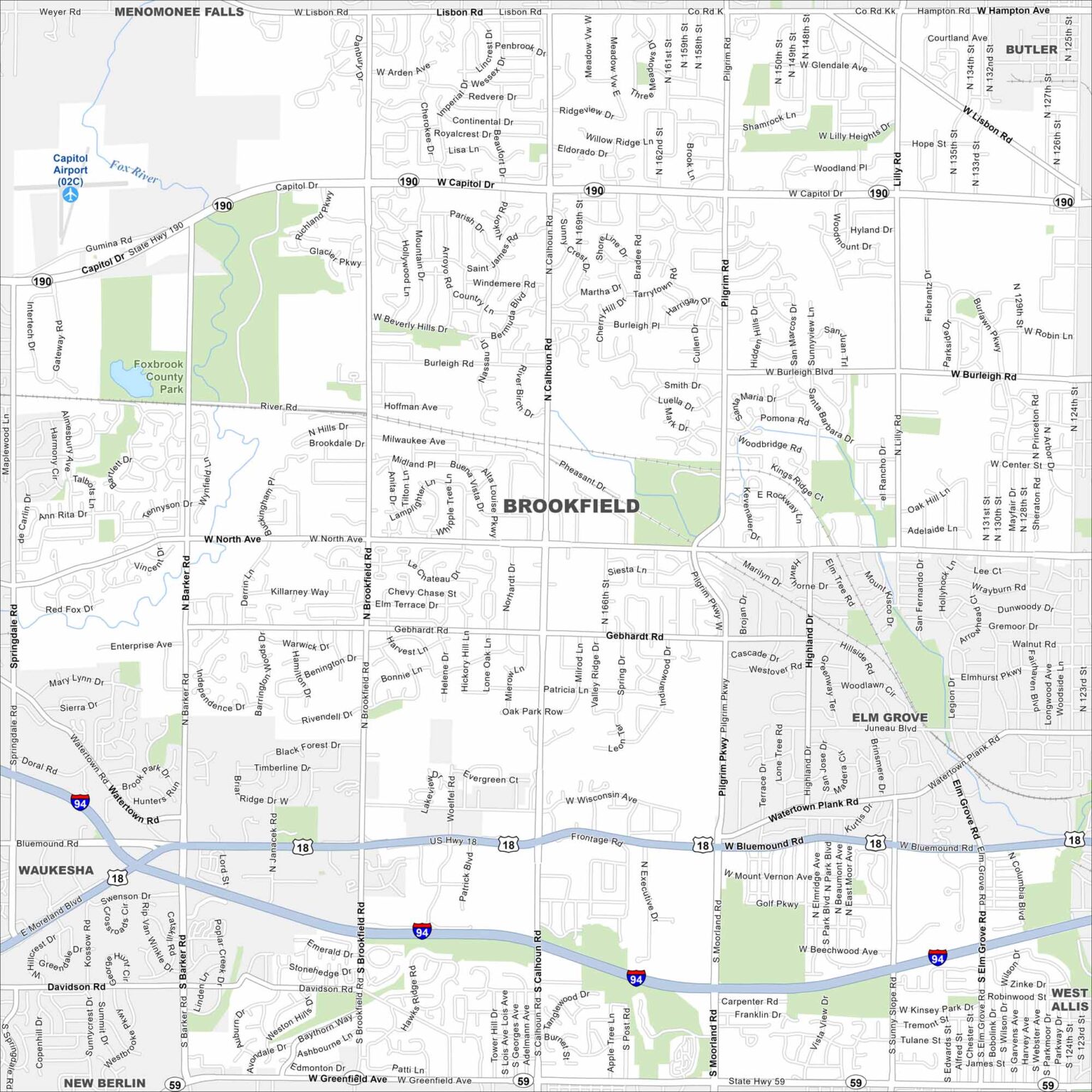 Map of Brookfield, Wisconsin - US Maps