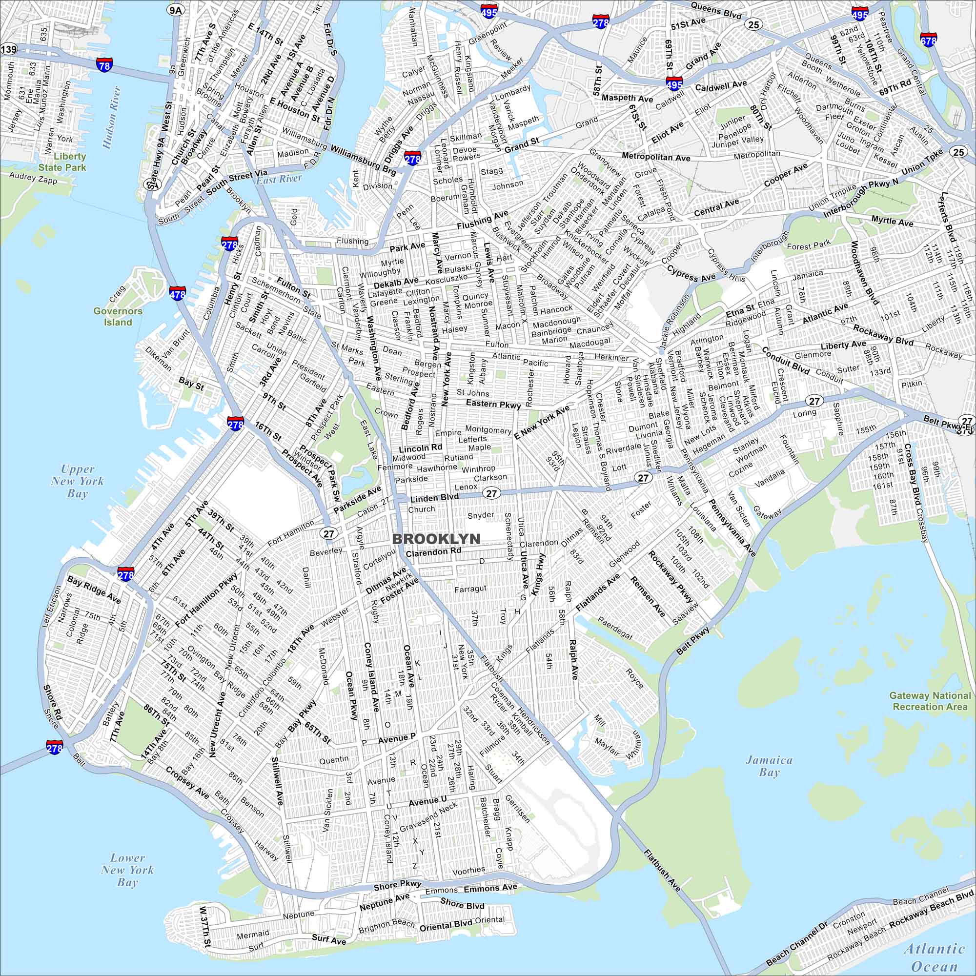 Brooklyn Borough Map New York
