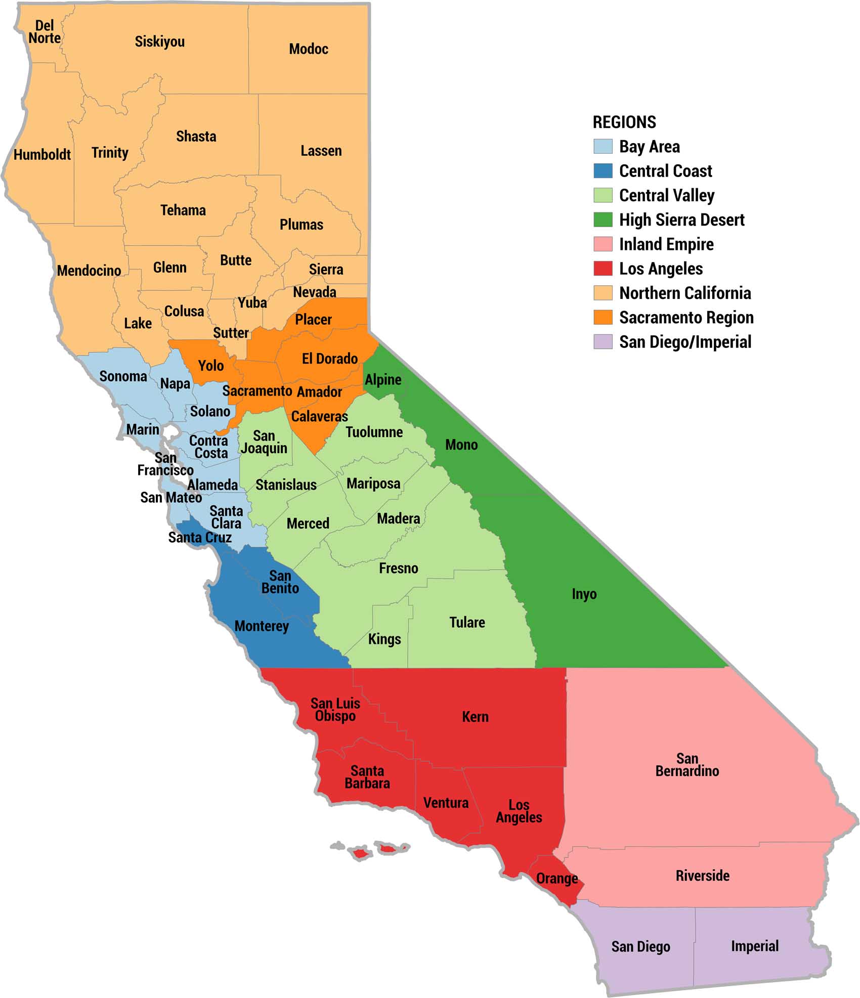 California Regions Map