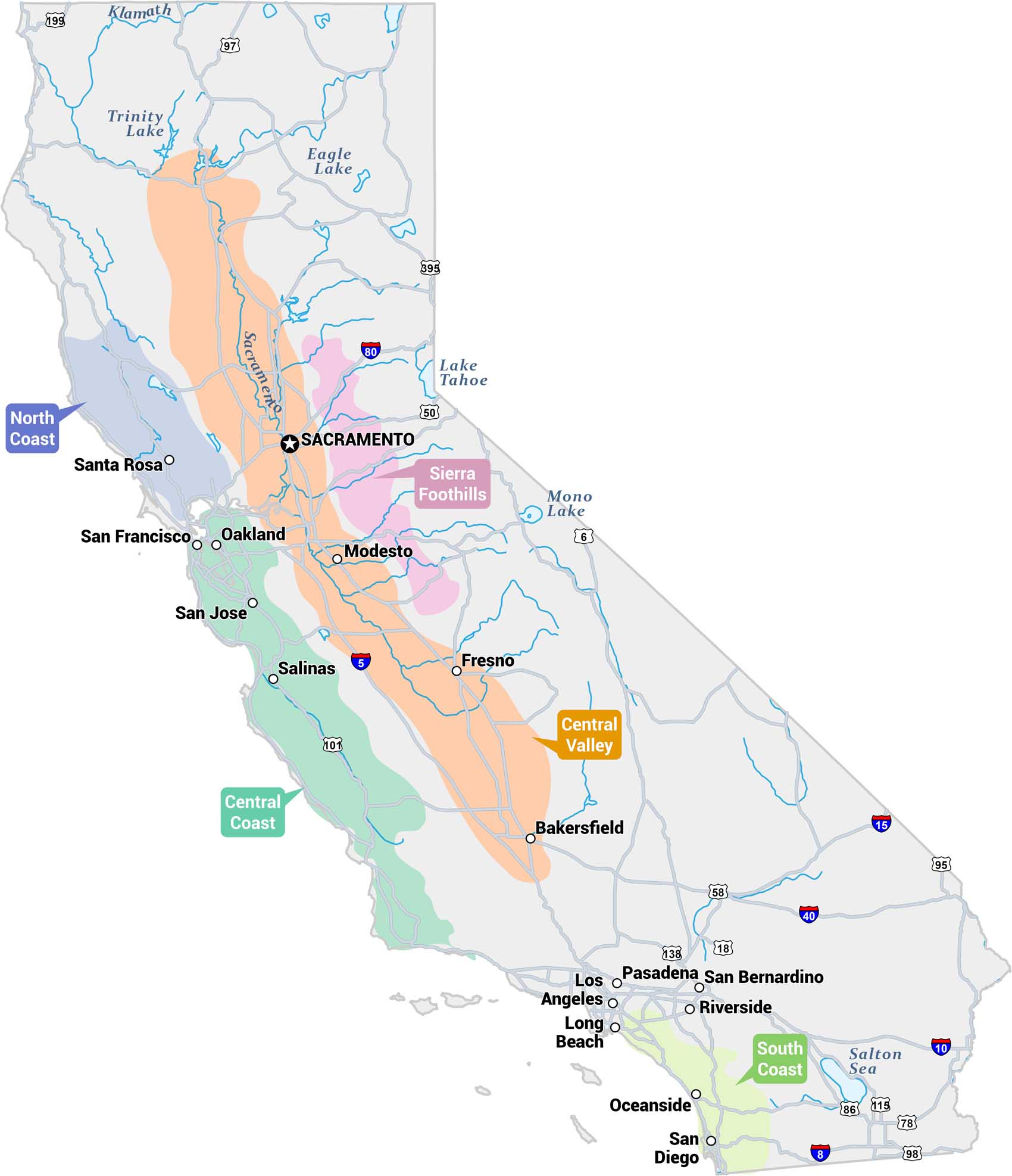 California Wine Regions Map
