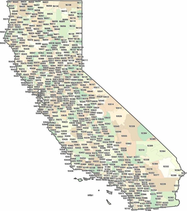 California Zip Code Map