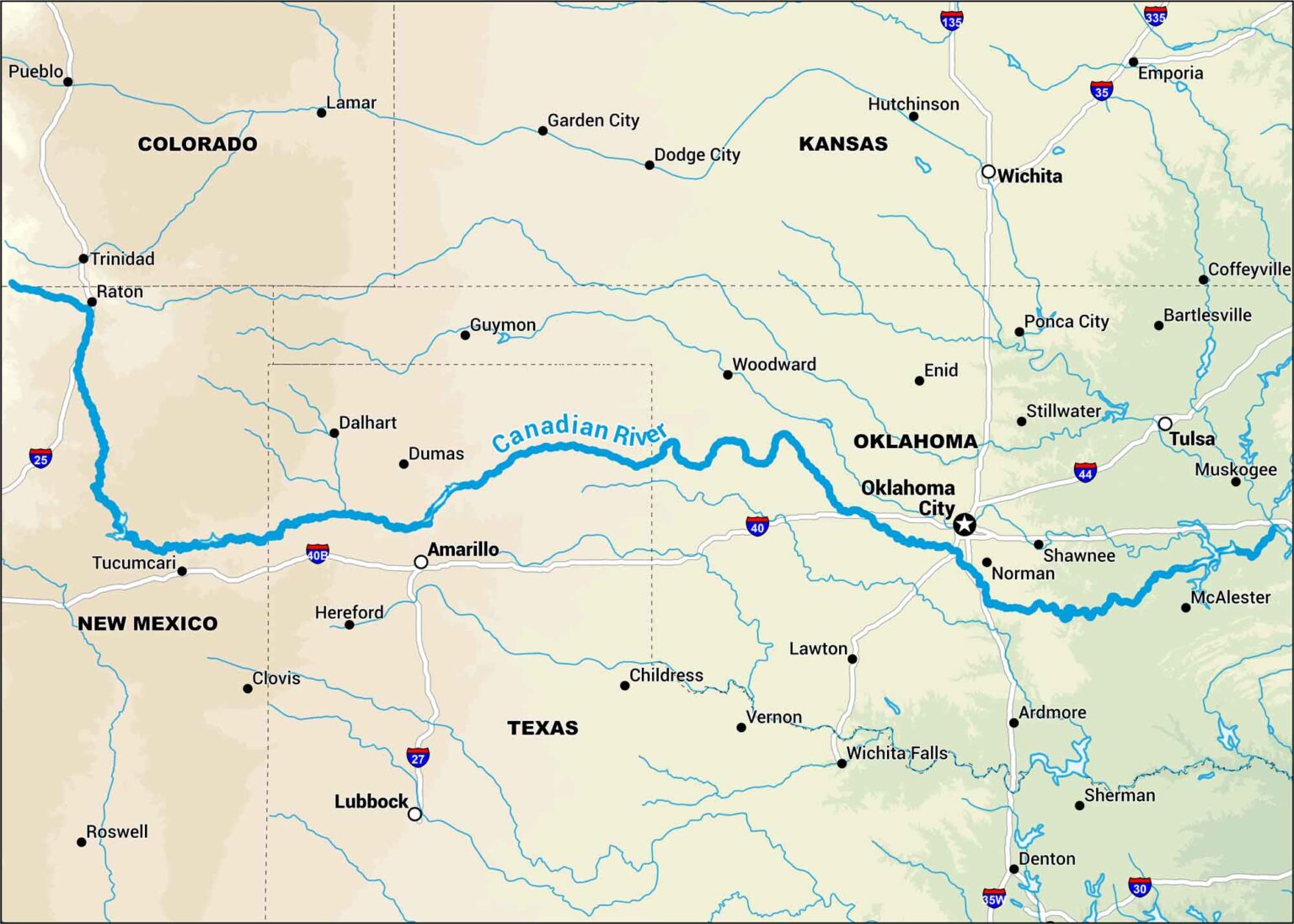 Canadian River Map - US Maps