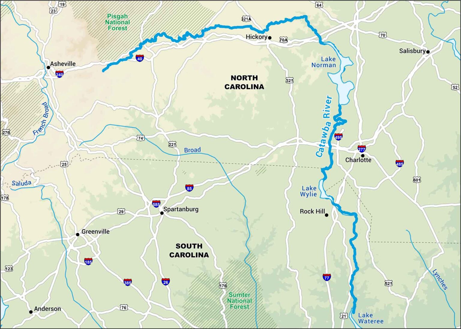 Catawba River Map - US Maps