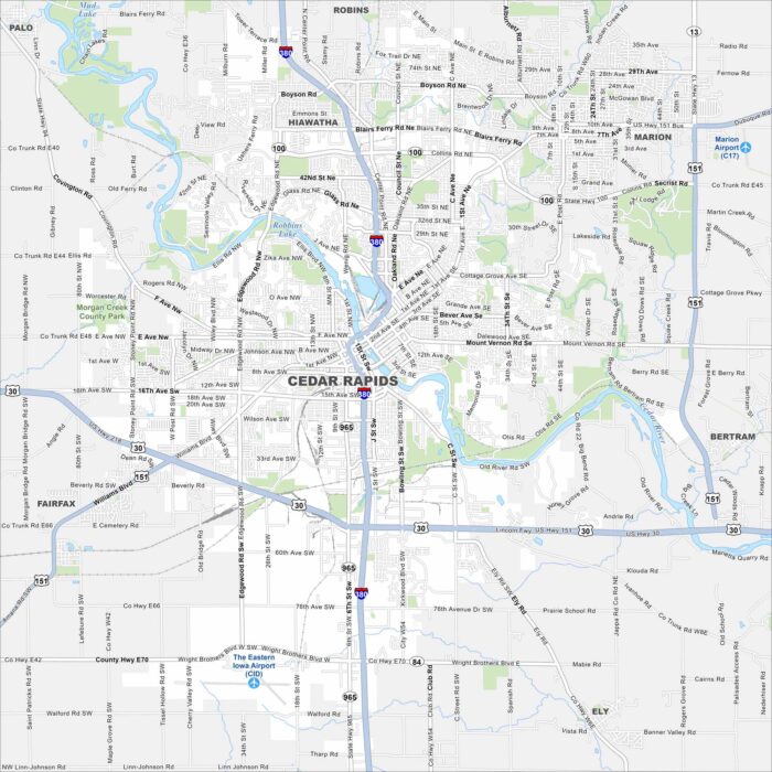 Cedar Rapids Map Iowa