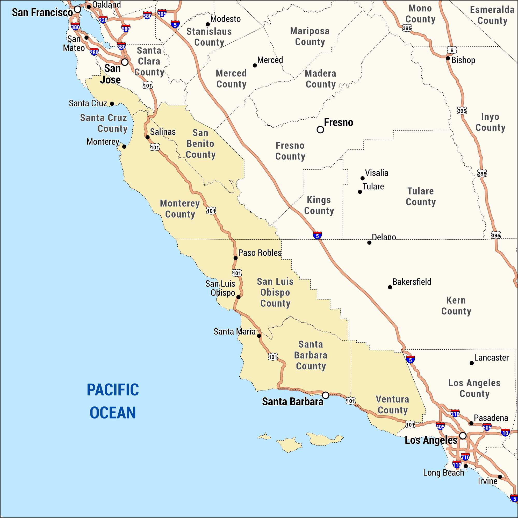 Central Coast Map