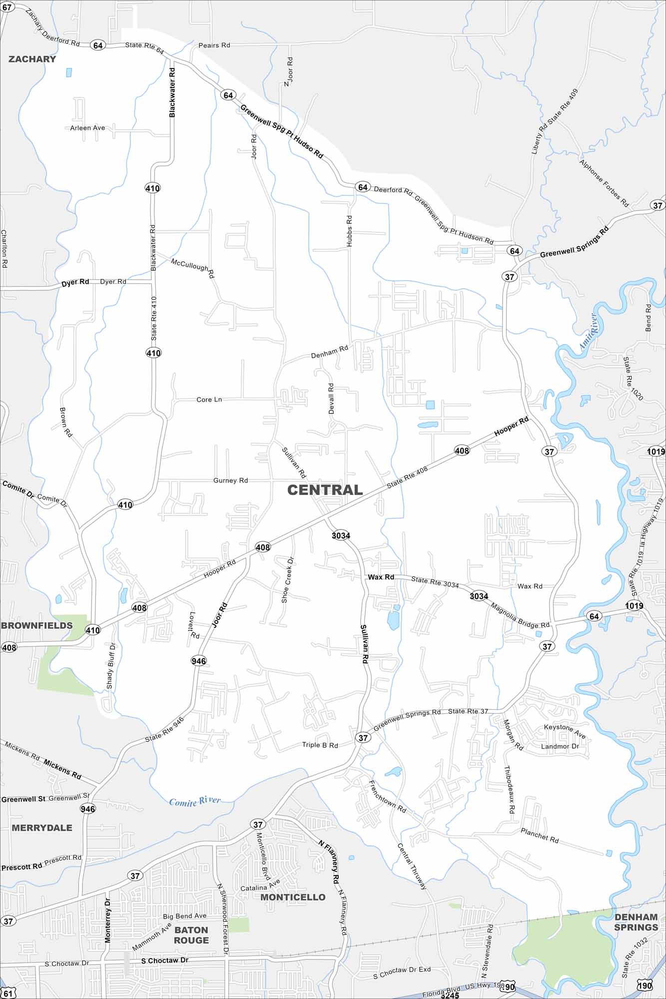Central Map Louisiana