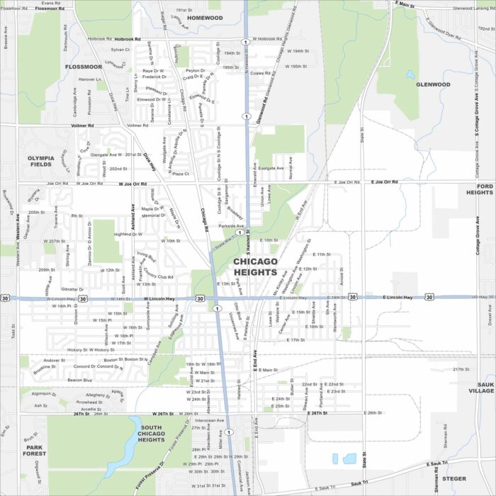 Chicago Heights Map Illinois