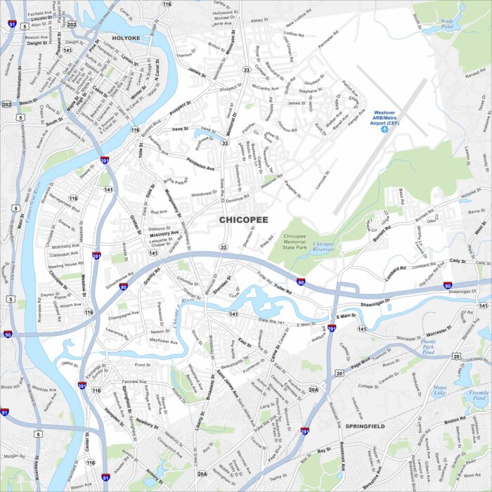 Chicopee Map Massachusetts