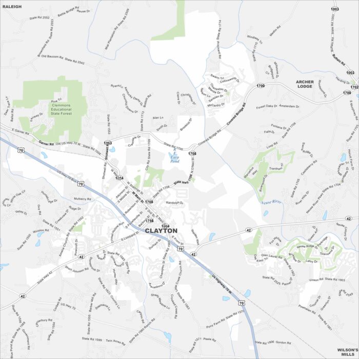 Clayton Map North Carolina