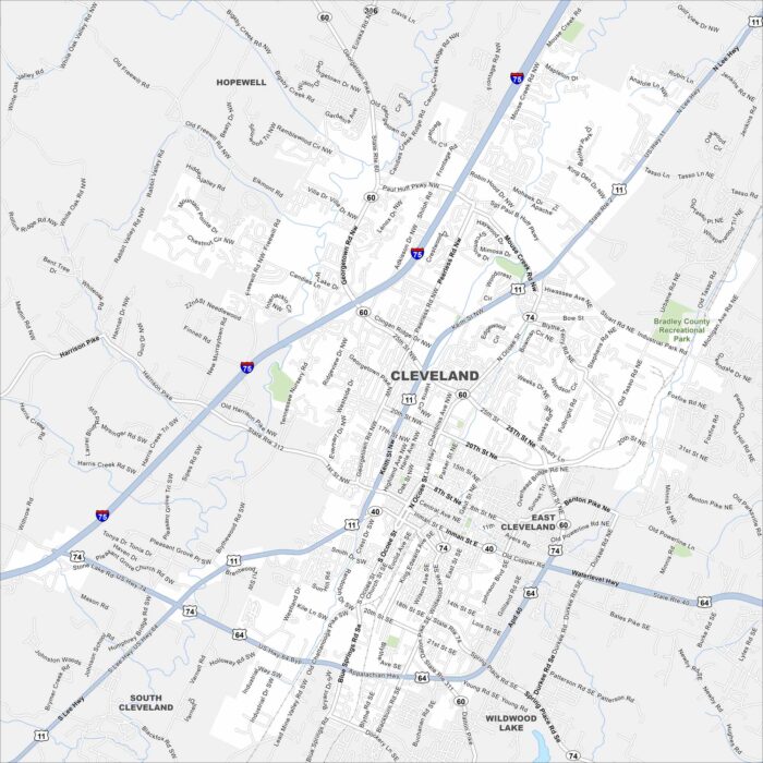 Cleveland Map Tennessee