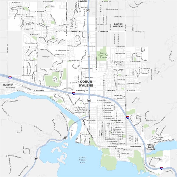 Coeur dAlene Map Idaho
