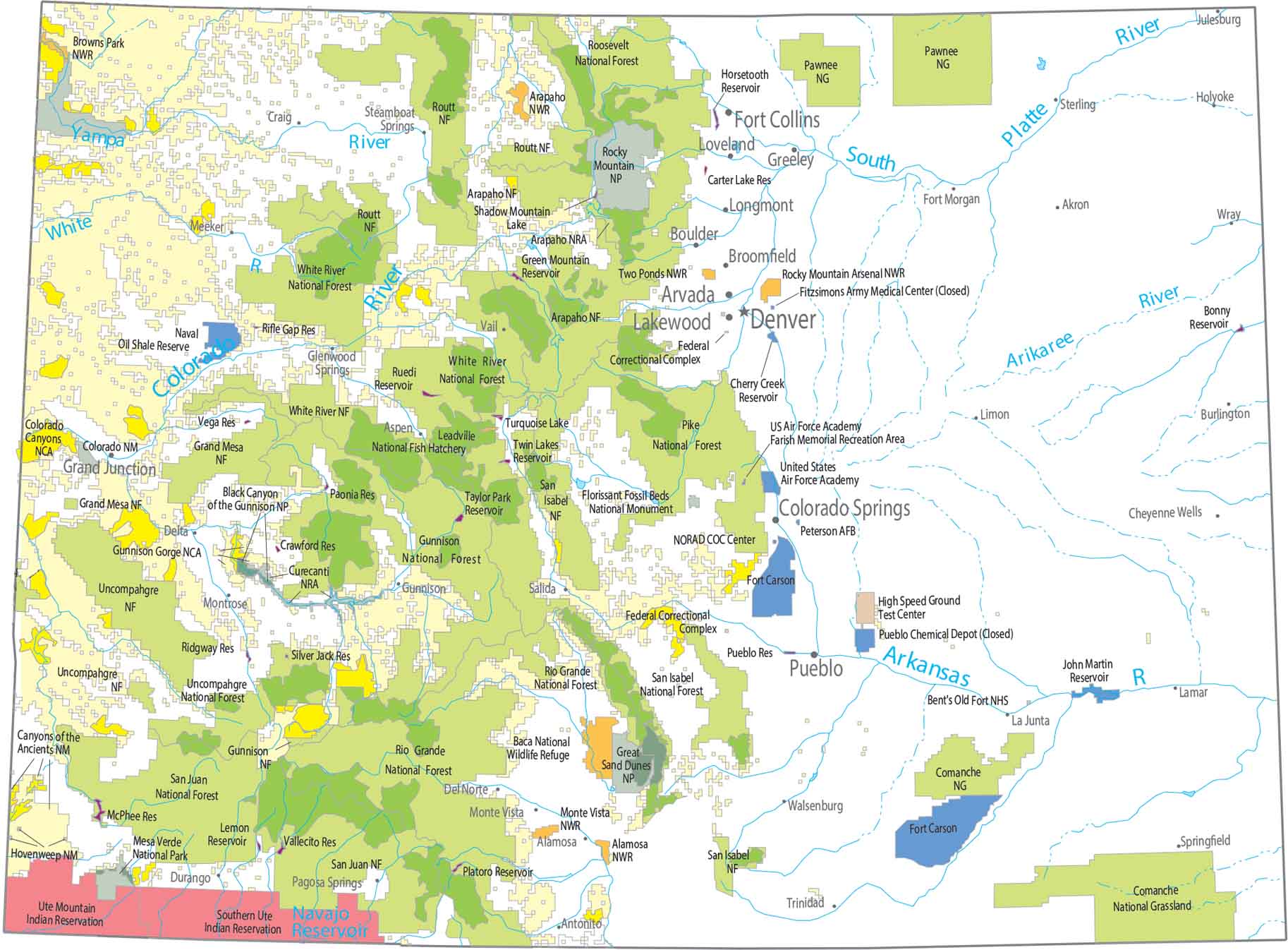 Colorado National Parks and Forests Map