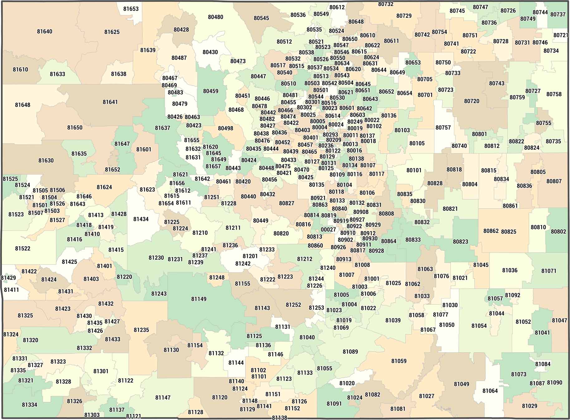 Colorado Zip Code Map