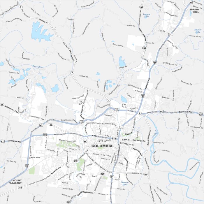 Columbia Map Tennessee