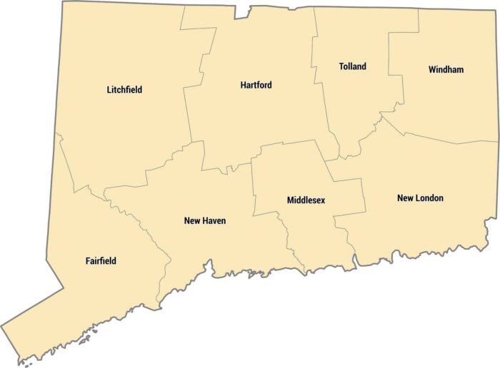 Connecticut County Map