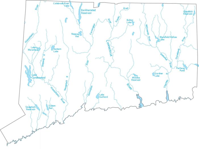 Connecticut Lakes and Rivers Map