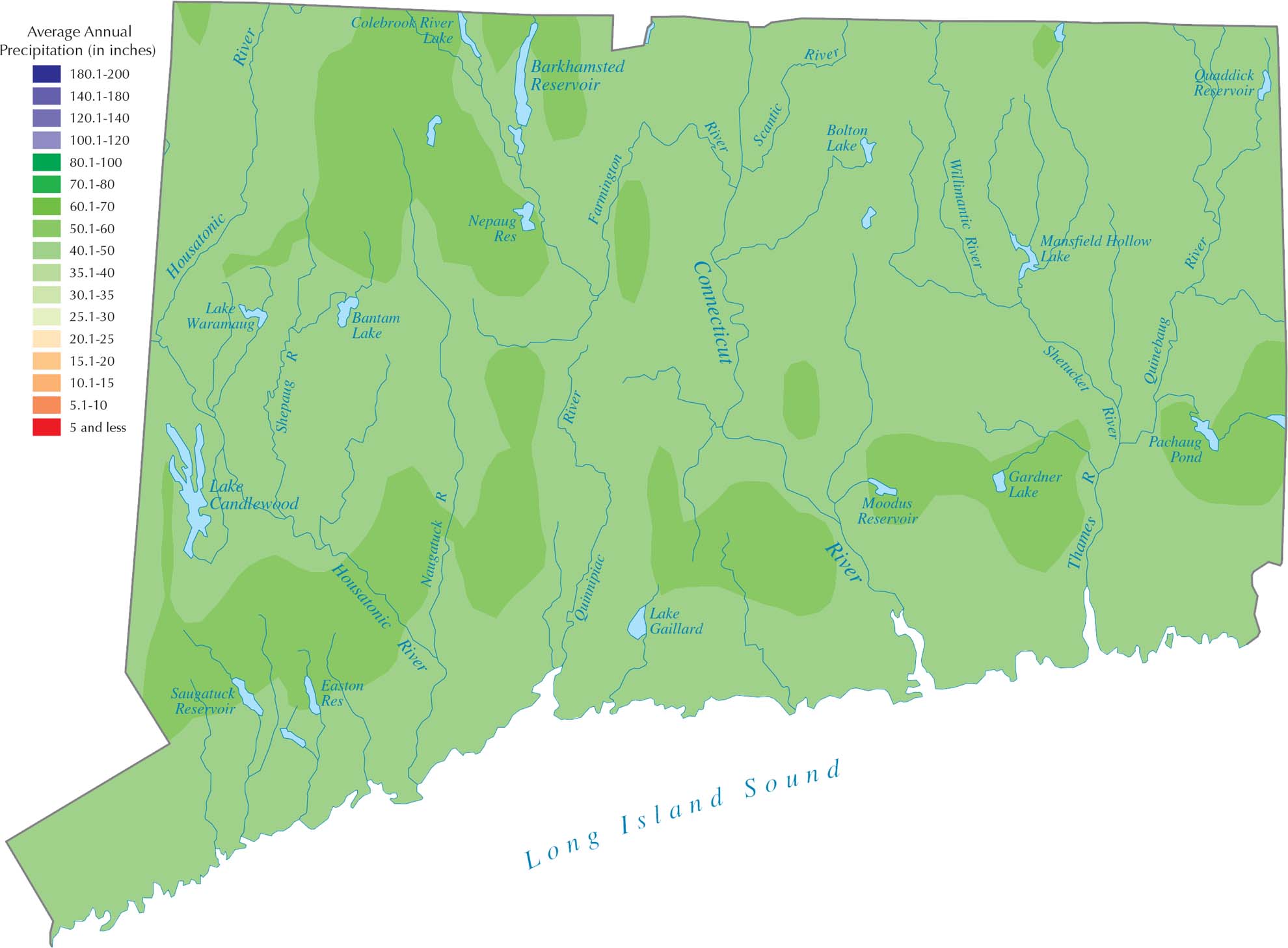 Connecticut Precipitation Map