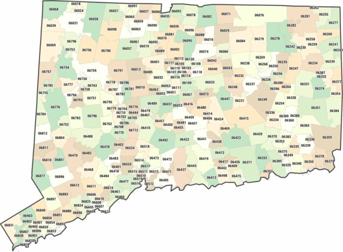 Connecticut Zip Code Map